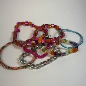 Boho Bracelet Lot Glass Metal Shell Mermaid Vibes